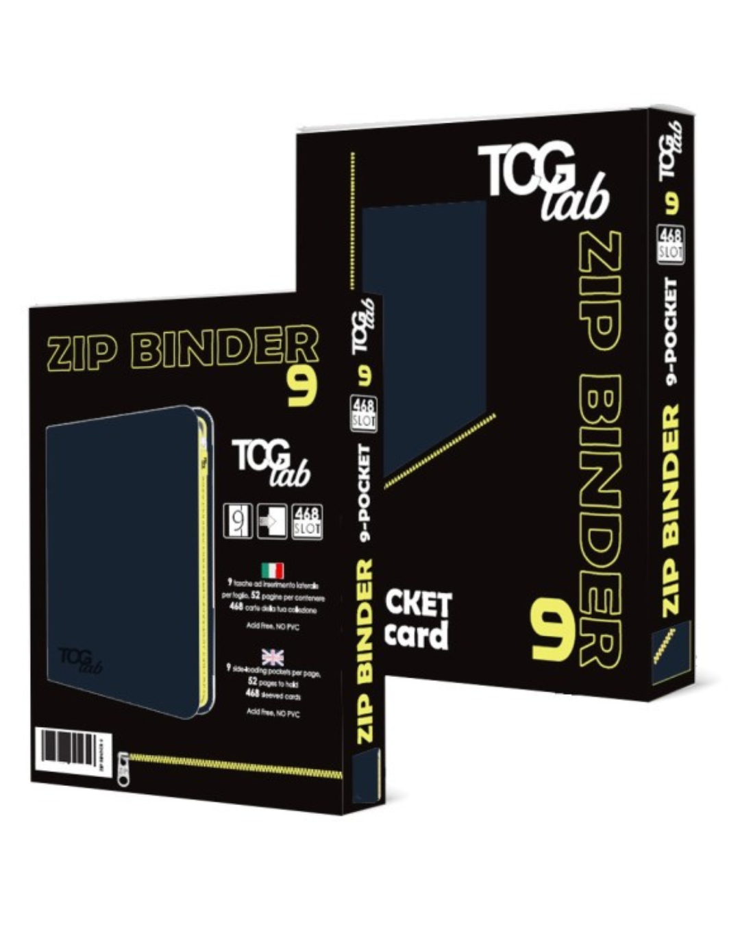 TcgLab 9-Pocket Trading Card Zip Binder (Blu/Giallo)