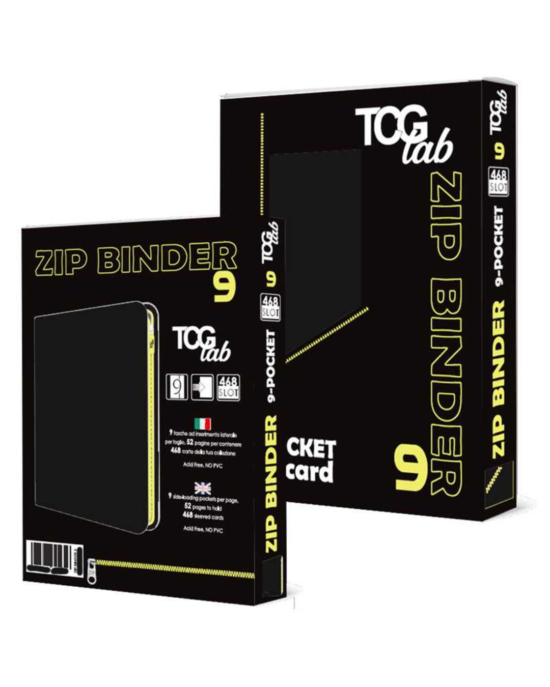 TcgLab 9-Pocket Trading Card Zip Binder (Nero/Giallo)