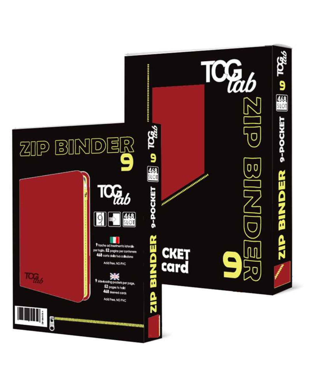 TcgLab 9-Pocket Trading Card Zip Binder (Rosso/Giallo)