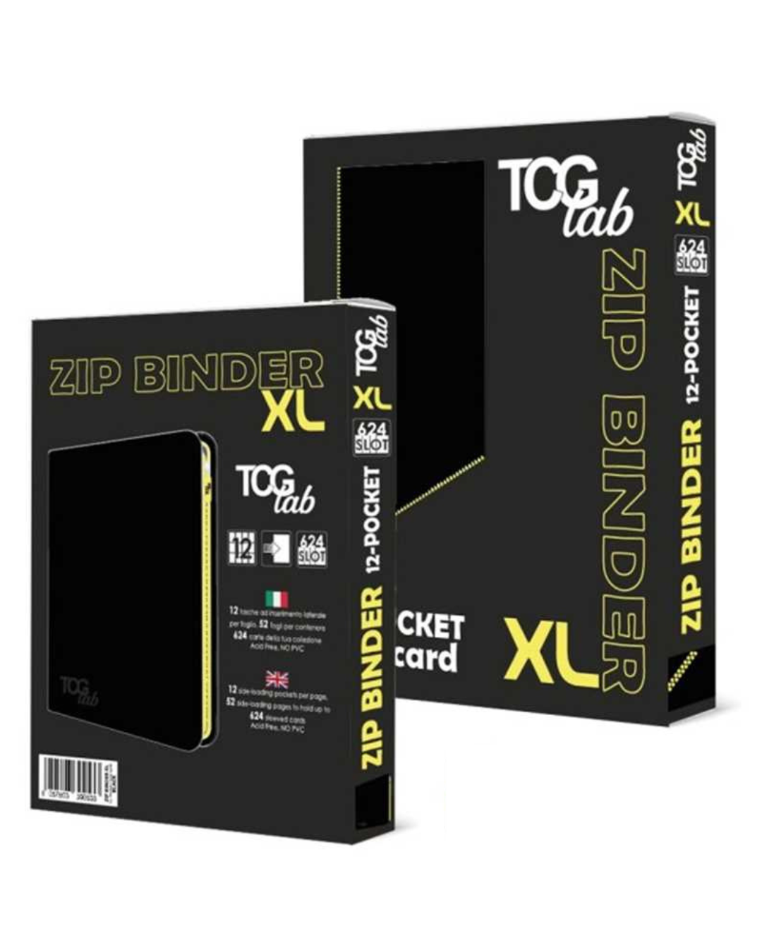 TcgLab 12-Pocket XL Trading Card Zip Binder (Nero/Giallo)